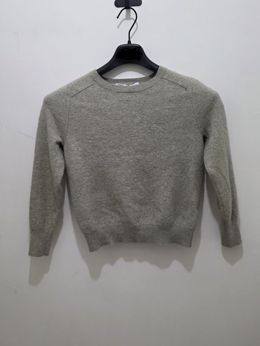Zara Wool & Cashmere Blend Crewneck Knit Sweater - Gray / Sage -Size M Fit To S
